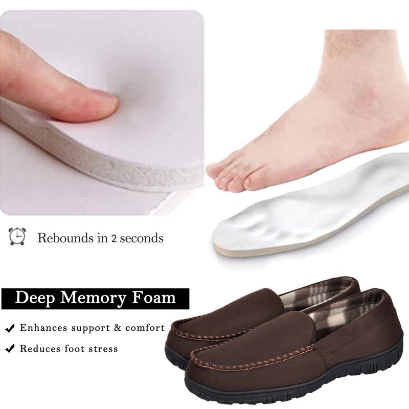 MIXIN Slippers for Men House Shoes Moccasin with Comfortable Memory Foam Indoor Outdoor brown 10 - Image 3
